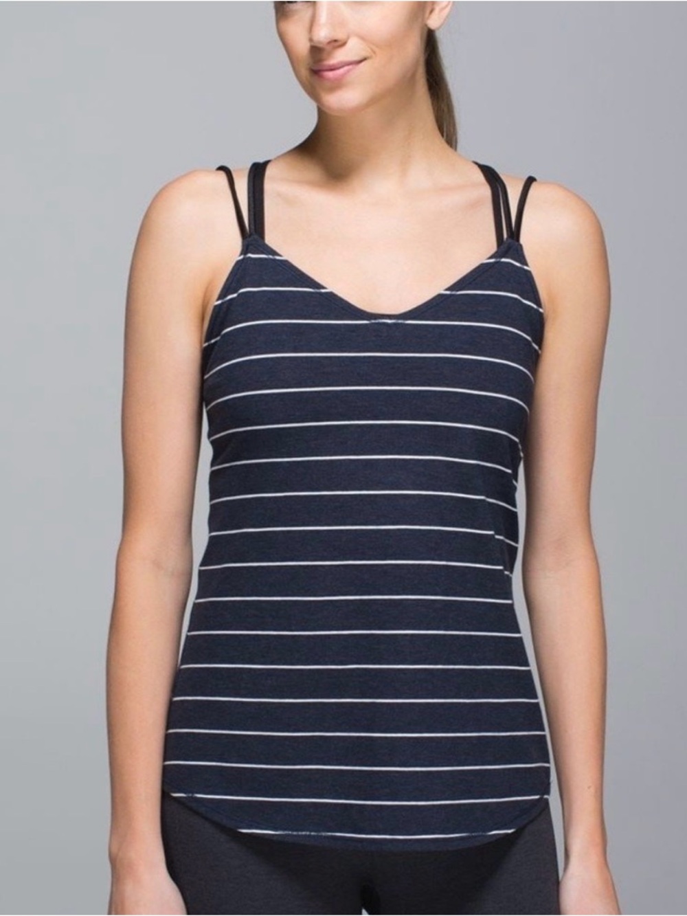 Striped Black & White V-Neck Spaghetti Strap Tank Top